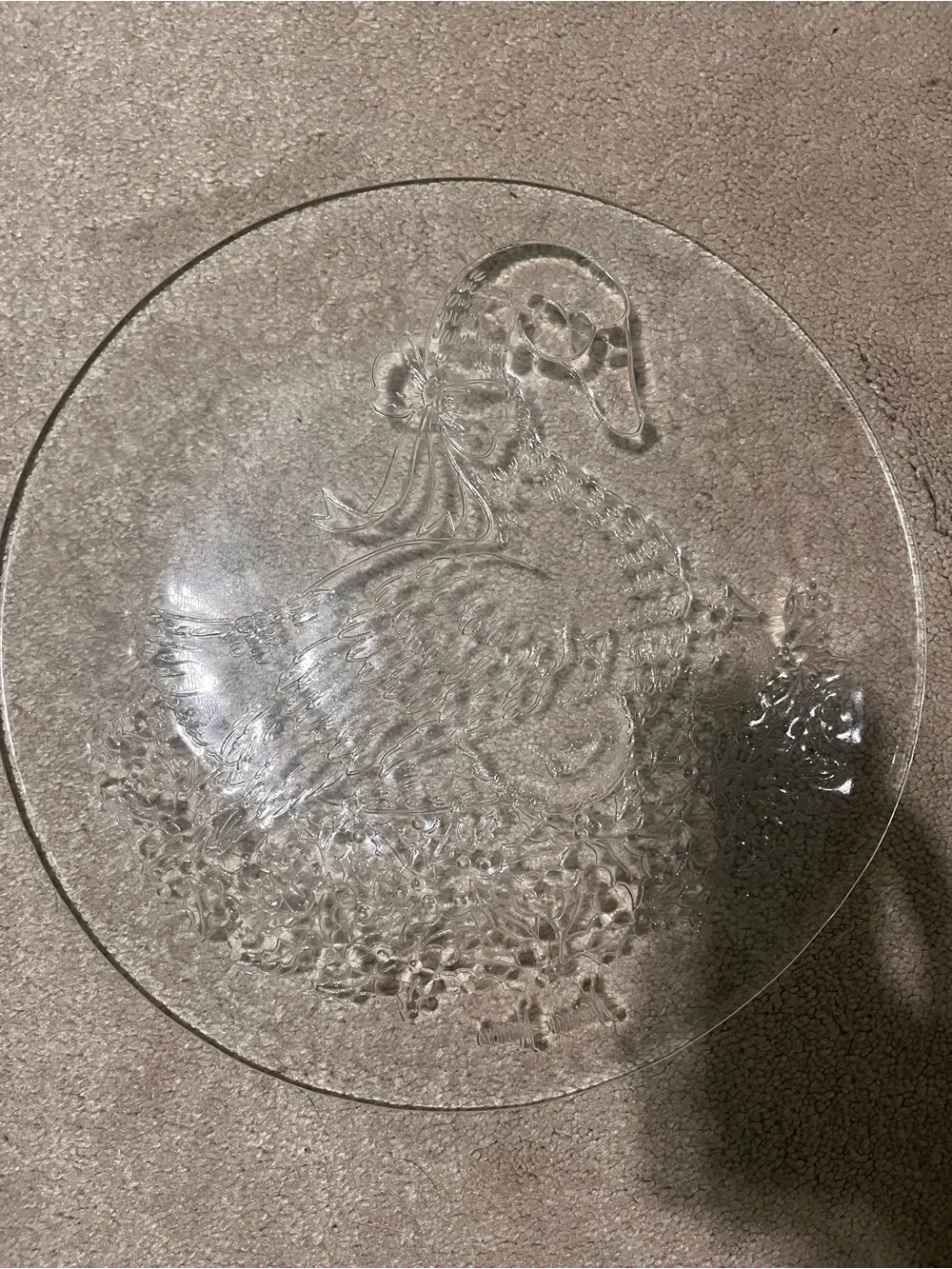 Neiman Marcus Luxury Glass Plate with Mother Goose & Young Holiday Motif 13 in